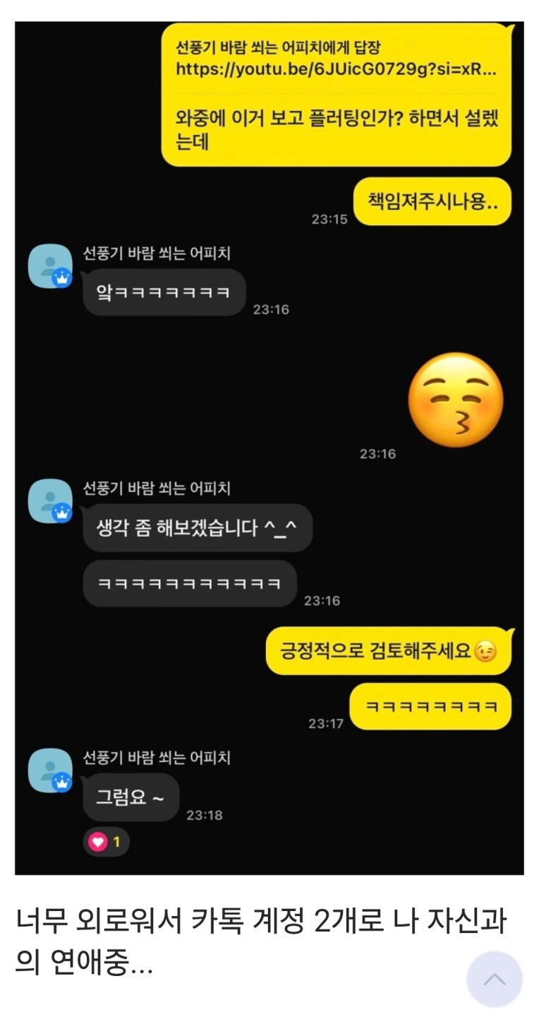 외롭다는 모솔의 카톡내역