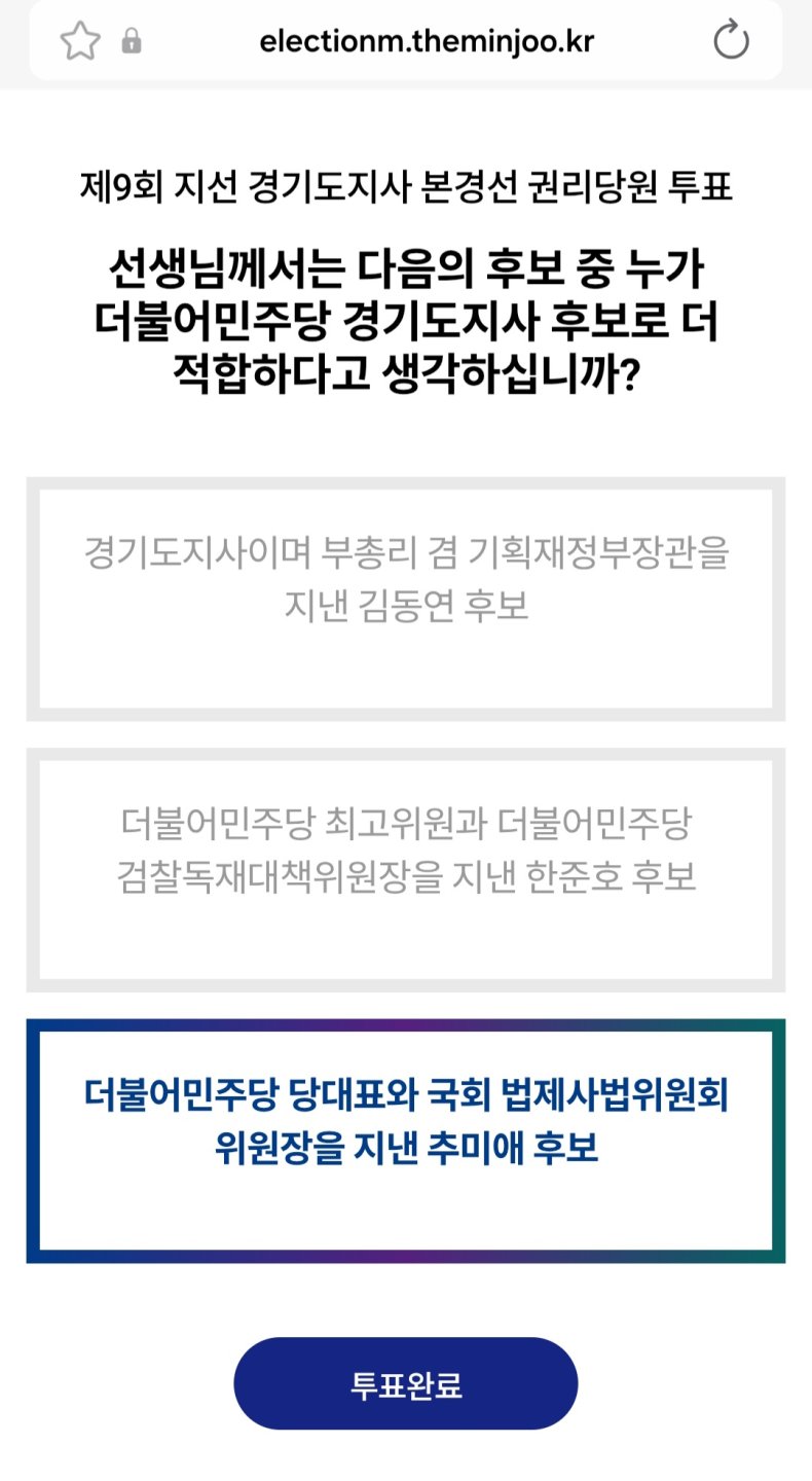 투표인증) 민주당 경기도지사 경선 당원투표 완료