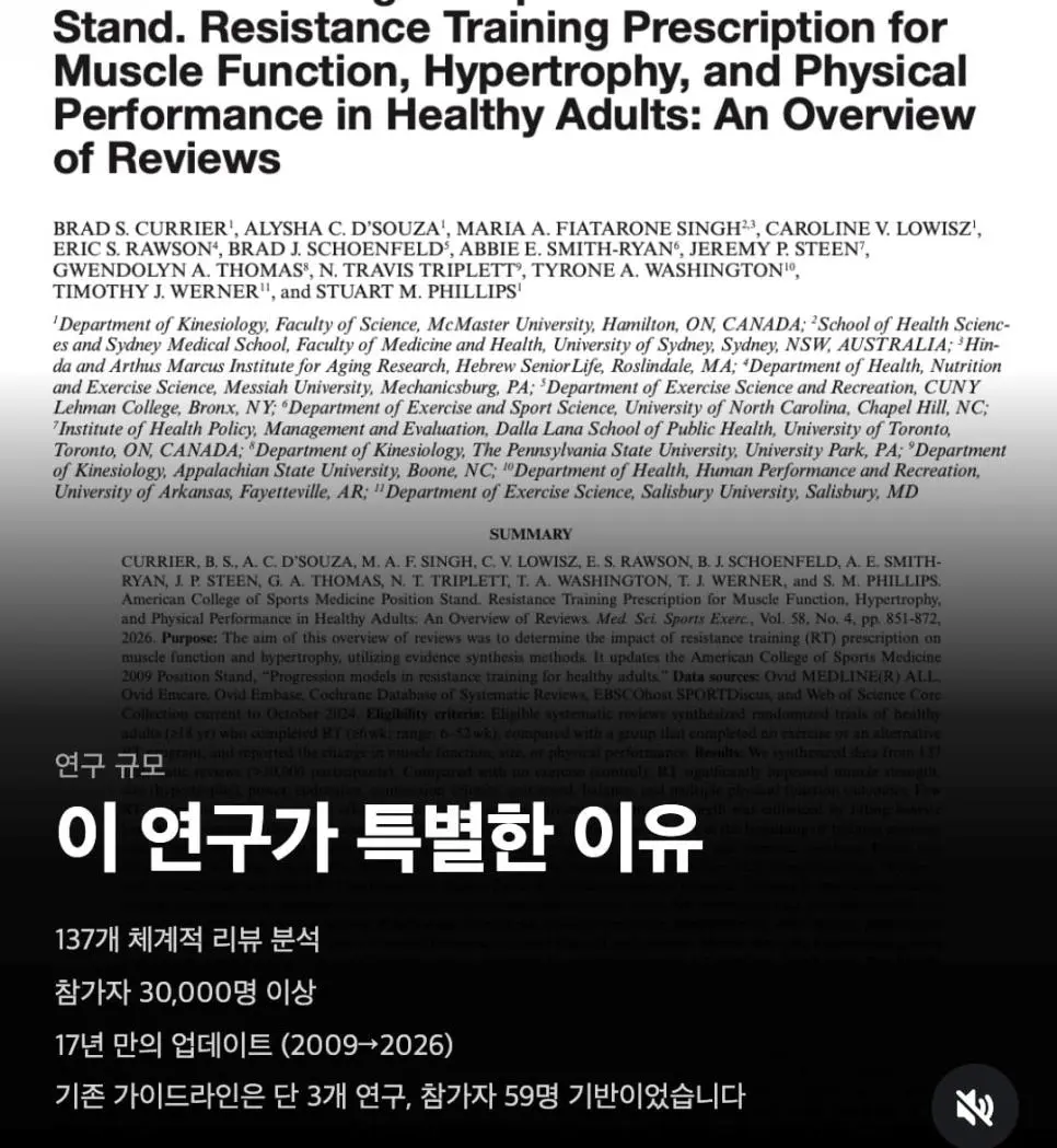 주목할만한 운동 논문 요약