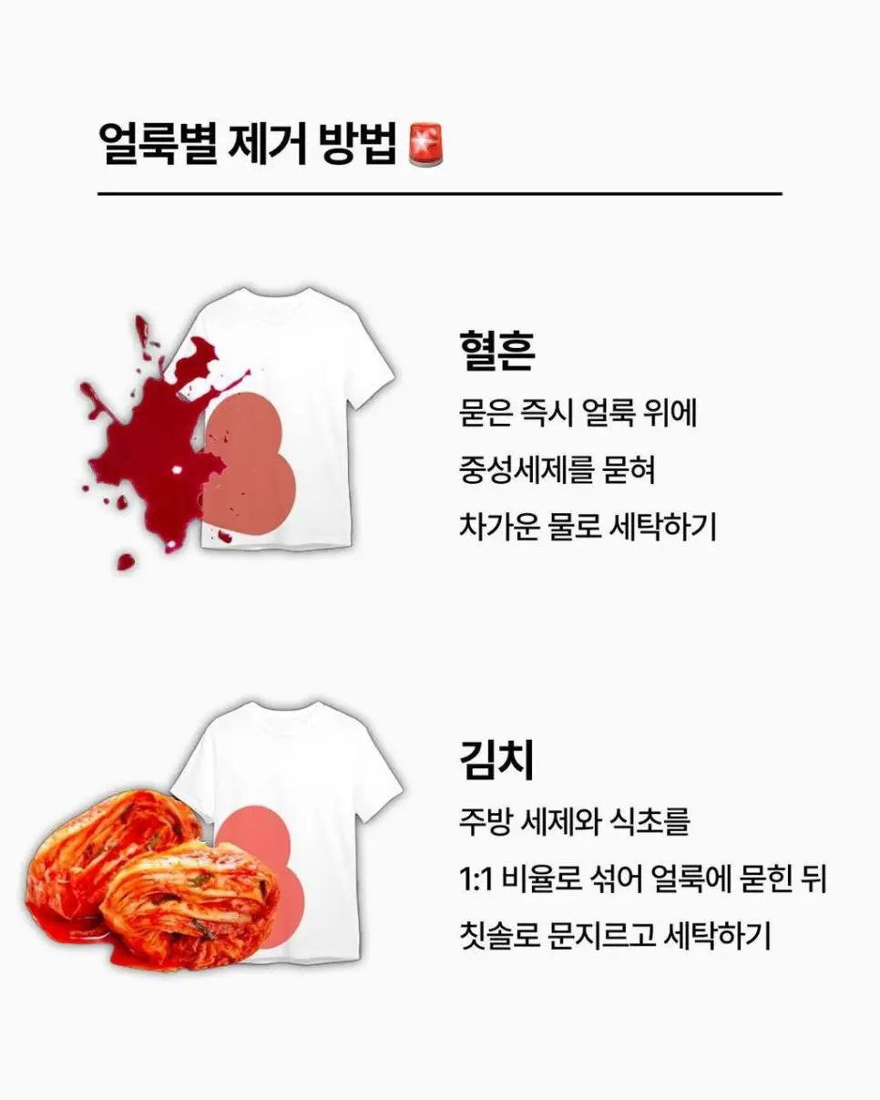  얼룩별 제거 방법