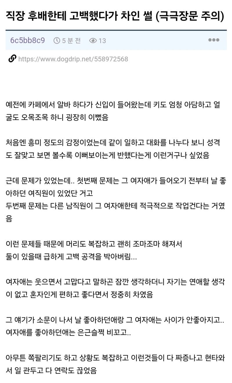 고백했는데 차인썰
