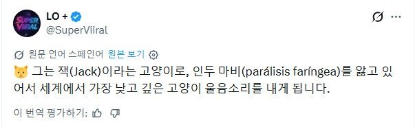 세계에서 가장 낮은 목소리를 내는 고양이